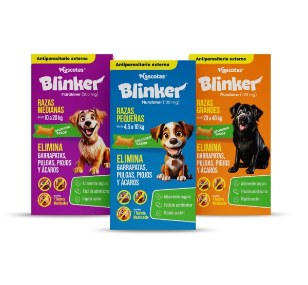 Empaque Blinker, antiparasitario para perros